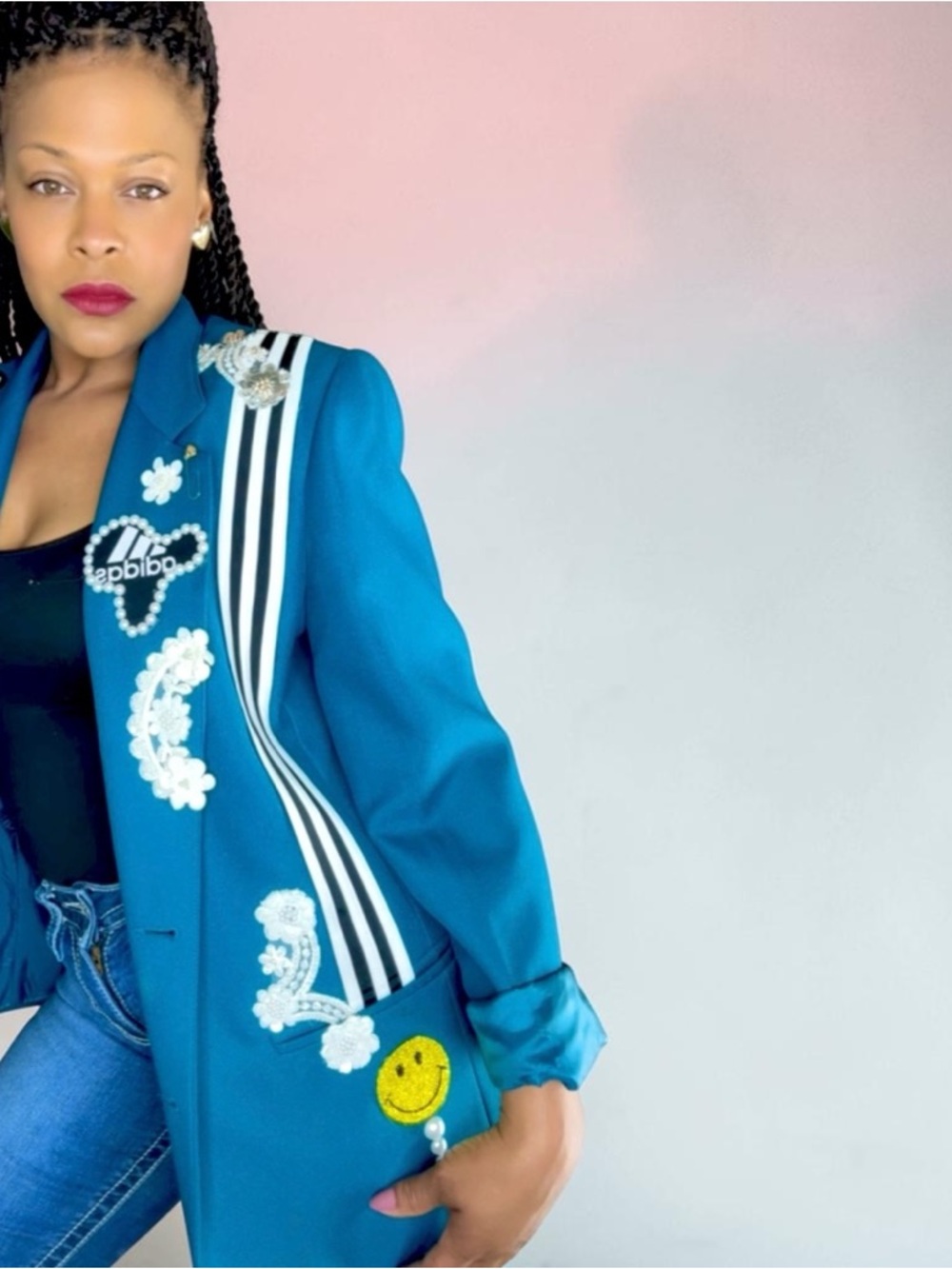One-of-a-Kind Hand-Embellished Statement Blazer 💙 - Picture 3 of 6